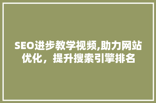 SEO进步教学视频,助力网站优化，提升搜索引擎排名