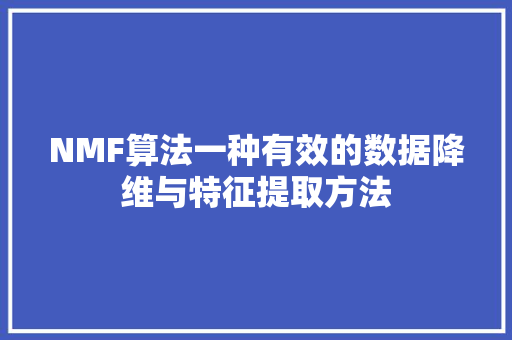 NMF算法一种有效的数据降维与特征提取方法