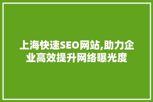 上海快速SEO网站,助力企业高效提升网络曝光度