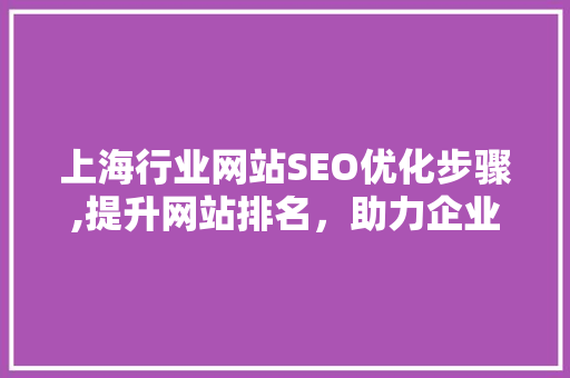 上海行业网站SEO优化步骤,提升网站排名，助力企业腾飞