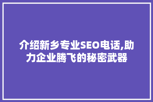介绍新乡专业SEO电话,助力企业腾飞的秘密武器
