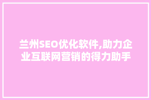 兰州SEO优化软件,助力企业互联网营销的得力助手
