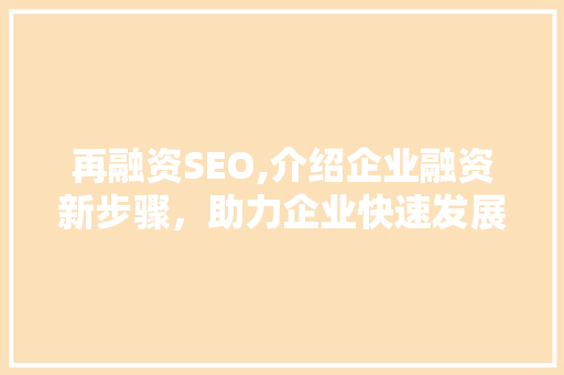 再融资SEO,介绍企业融资新步骤，助力企业快速发展