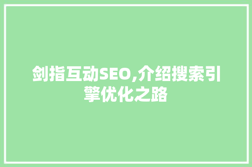 剑指互动SEO,介绍搜索引擎优化之路