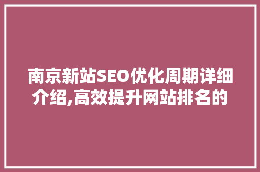 南京新站SEO优化周期详细介绍,高效提升网站排名的方法