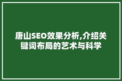 唐山SEO效果分析,介绍关键词布局的艺术与科学