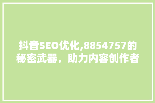 抖音SEO优化,8854757的秘密武器，助力内容创作者抢占流量高地