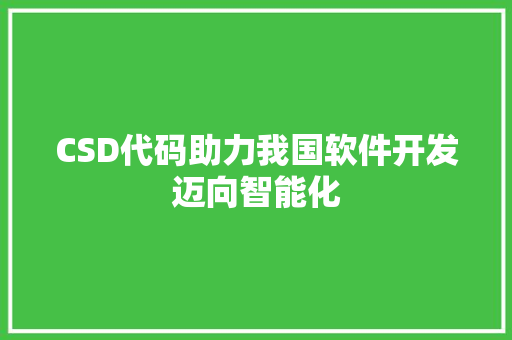 CSD代码助力我国软件开发迈向智能化