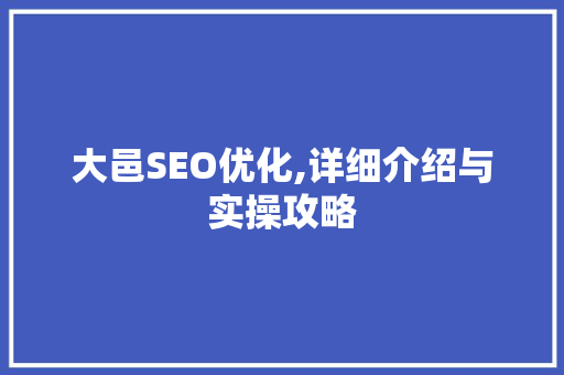 大邑SEO优化,详细介绍与实操攻略