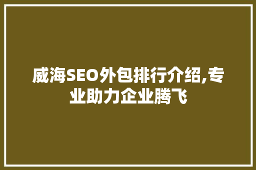 威海SEO外包排行介绍,专业助力企业腾飞