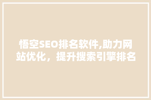 悟空SEO排名软件,助力网站优化，提升搜索引擎排名