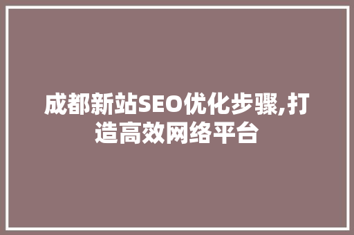 成都新站SEO优化步骤,打造高效网络平台