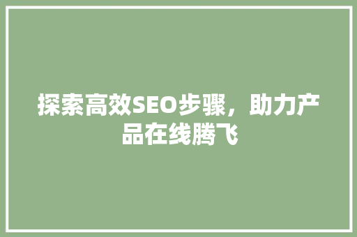 探索高效SEO步骤，助力产品在线腾飞