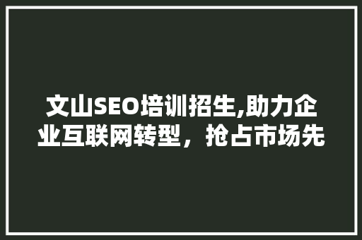 文山SEO培训招生,助力企业互联网转型，抢占市场先机！