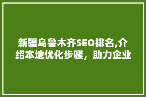 新疆乌鲁木齐SEO排名,介绍本地优化步骤，助力企业脱颖而出