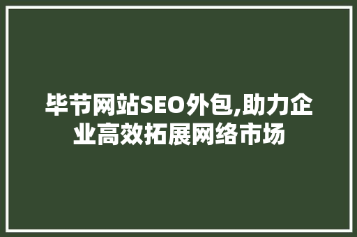 毕节网站SEO外包,助力企业高效拓展网络市场