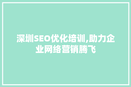 深圳SEO优化培训,助力企业网络营销腾飞