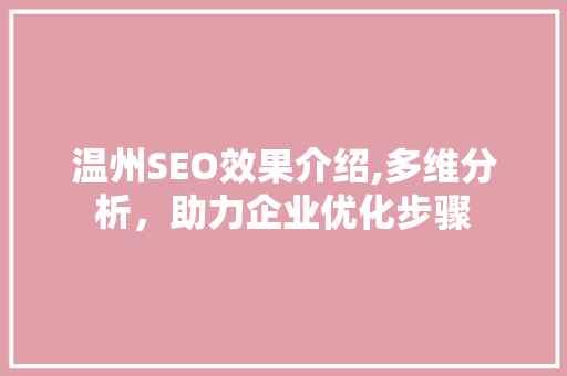 温州SEO效果介绍,多维分析，助力企业优化步骤