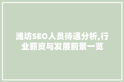 潍坊SEO人员待遇分析,行业薪资与发展前景一览