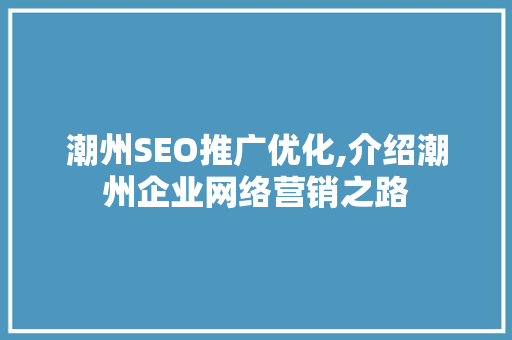 潮州SEO推广优化,介绍潮州企业网络营销之路
