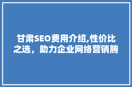 甘肃SEO费用介绍,性价比之选，助力企业网络营销腾飞