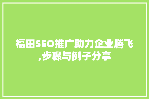 福田SEO推广助力企业腾飞,步骤与例子分享