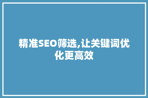 精准SEO筛选,让关键词优化更高效