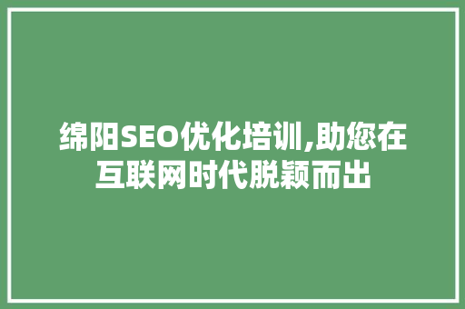 绵阳SEO优化培训,助您在互联网时代脱颖而出