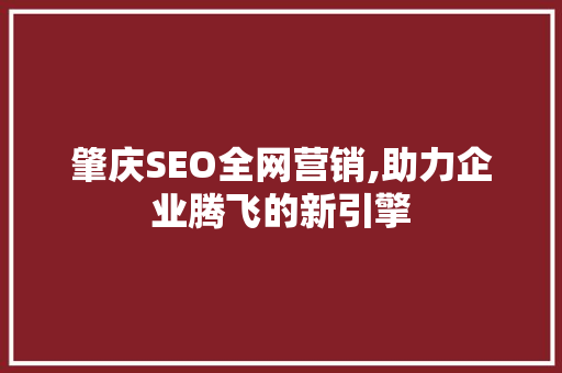 肇庆SEO全网营销,助力企业腾飞的新引擎