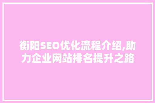 衡阳SEO优化流程介绍,助力企业网站排名提升之路