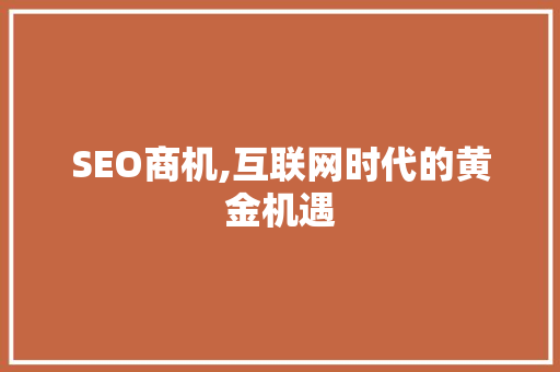 SEO商机,互联网时代的黄金机遇
