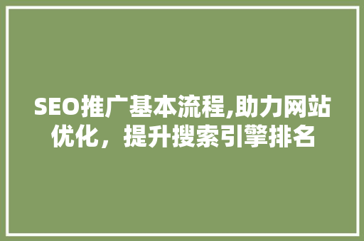 SEO推广基本流程,助力网站优化，提升搜索引擎排名