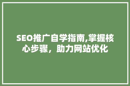 SEO推广自学指南,掌握核心步骤，助力网站优化