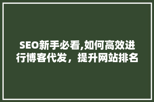 SEO新手必看,如何高效进行博客代发，提升网站排名