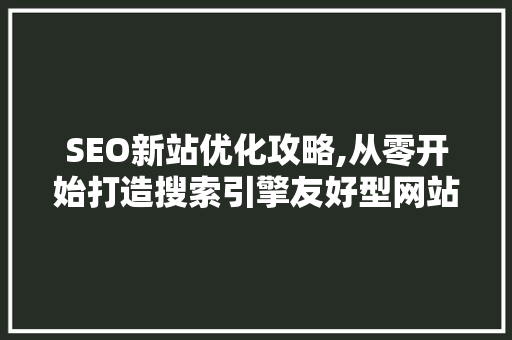 SEO新站优化攻略,从零开始打造搜索引擎友好型网站