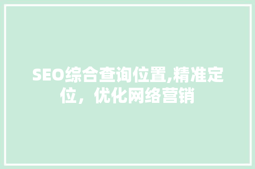 SEO综合查询位置,精准定位，优化网络营销