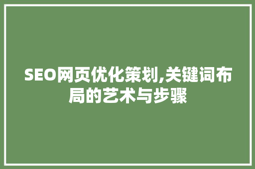 SEO网页优化策划,关键词布局的艺术与步骤