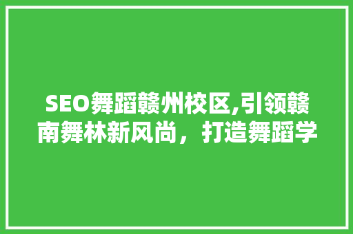 SEO舞蹈赣州校区,引领赣南舞林新风尚，打造舞蹈学习新标杆
