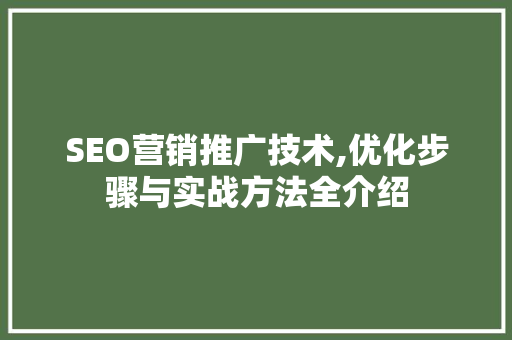 SEO营销推广技术,优化步骤与实战方法全介绍