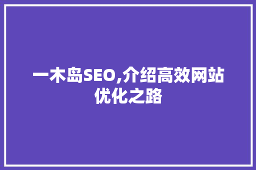 一木岛SEO,介绍高效网站优化之路