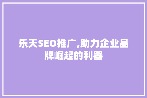乐天SEO推广,助力企业品牌崛起的利器