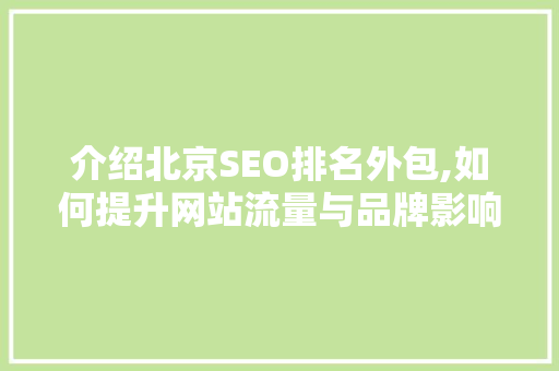 介绍北京SEO排名外包,如何提升网站流量与品牌影响力