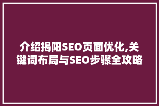 介绍揭阳SEO页面优化,关键词布局与SEO步骤全攻略