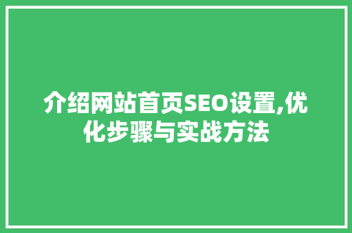 介绍网站首页SEO设置,优化步骤与实战方法