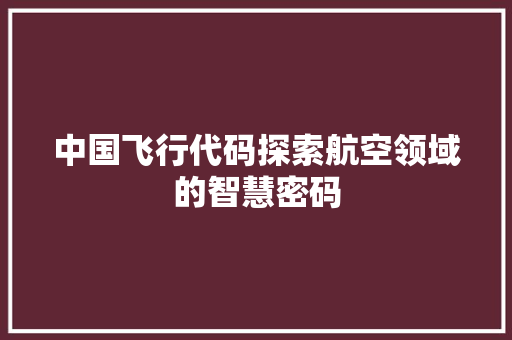 中国飞行代码探索航空领域的智慧密码
