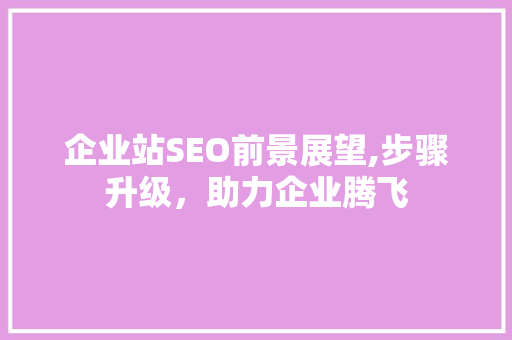 企业站SEO前景展望,步骤升级，助力企业腾飞
