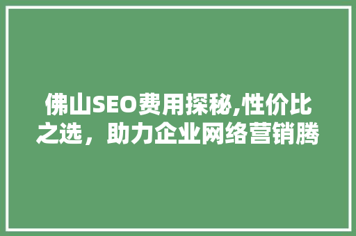 佛山SEO费用探秘,性价比之选，助力企业网络营销腾飞