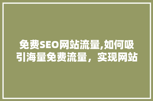 免费SEO网站流量,如何吸引海量免费流量，实现网站高效转化