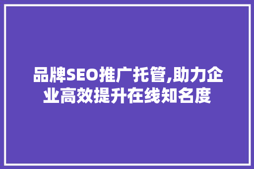 品牌SEO推广托管,助力企业高效提升在线知名度