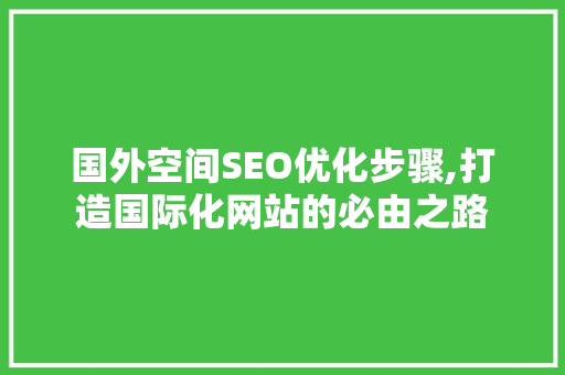 国外空间SEO优化步骤,打造国际化网站的必由之路